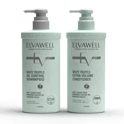 Set Dầu Gội Và Xả Hỗ Trợ Giảm Rụng Tóc Sạch Dầu Bết Elvawell White Truffle (500ml x 2)