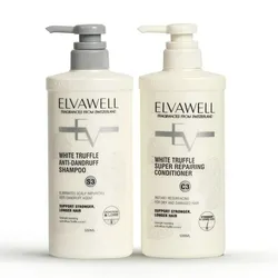Set Dầu Gội Và Xả Hỗ Trợ Giảm Gàu, Siêu Suôn Mượt Elvawell White Truffle (500ml x 2)