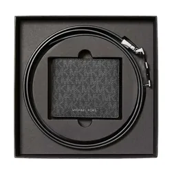Set Ví + Thắt Lưng Nam Michael Kors MK Signature Logo Wallet And Reversible Belt Gift Set 36F5LGFN9B Màu Đen