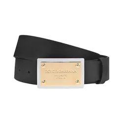 Thắt Lưng Nam Dolce & Gabbana D&G Calfskin Belt BE1547-AD9868 0999 Màu Đen - Vàng Size 90