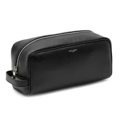 Túi Cầm Tay Nam Yves Saint Laurent YSL Black Grained Leather Beauty Case Màu Đen