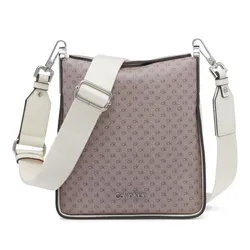 Túi Đeo Chéo Nữ Calvin Klein CK Fay Signature Adjustable Magnetic Top Closure -Almond Taupe/Cherub White Màu Trắng Nâu