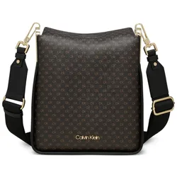 Túi Đeo Chéo Nữ Calvin Klein CK Fay Signature Adjustable Magnetic Top Closure -Brown KHK White Màu Nâu