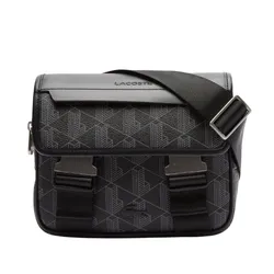 Túi Đeo Chéo Nam Lacoste The Blend Clipped Monogram Canvas Messenger Bag NH3787LX H45 Màu Đen