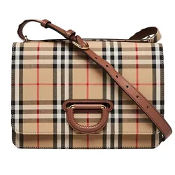 Túi Đeo Chéo Nữ Burberry Vintage Check Canvas Medium D-Ring Crossbody Bag Màu Nâu