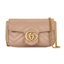 Túi Đeo Chéo Nữ Gucci GG Marmont Matelasse Super Mini Màu Be