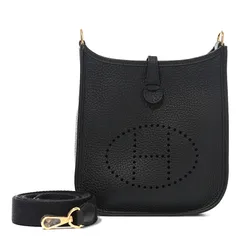 Túi Đeo Chéo Nữ Hermès Black Clemence Mini Evelyne II TPM 16 Gold Hardware Màu Đen