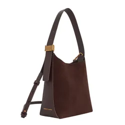 Túi Đeo Vai Nữ Charles & Keith CNK Edna Recycled Suede Bucket Bag Espresso Brown CK2-10782671-1 Màu Nâu Đậm