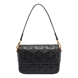 Túi Đeo Vai Nữ Lacoste Women's Maheki Embossed Leather Shoulder Bag  NF4712MH 000 Màu Đen