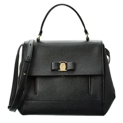 Túi Đeo Vai Nữ Salvatore Ferragamo Women's Vara Bow Pebbled Leather Shoulder Bag Màu Đen