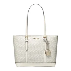 Túi Tote Nữ Michael Kors MK Jet Set Travel Small Logo Top-Zip 35S0GTVT1V Màu Trắng