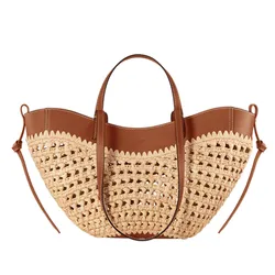 Túi Tote Nữ Polène Cyme Mini Edition Raffia Màu Be Nâu