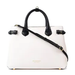 Túi Xách Tay Nữ Burberry The Banner Check Medium Bag Màu Trắng
