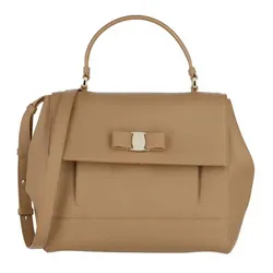 Túi Xách Tay Nữ Salvatore Ferragamo Vara Bow Pebbled Leather Alfskin Handle Bag Màu Nâu