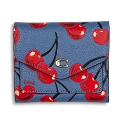 Ví Nữ Coach Wyn Small Wallet With Cherry Print Blue/Red Màu Xanh - Đỏ