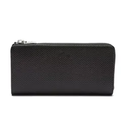 Ví Unisex Lacoste Chantaco Zippered Matte Piqué Leather Wallet NF3580KL Màu Đen