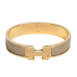 Vòng Đeo Tay Nữ Hermès Clic H Bracelet Marron Glacé H700001F 19GM Màu Vàng Gold