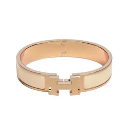 Vòng Đeo Tay Nữ Hermès H Blanc Bangle Bracelet Cream Rose Gold H700001FO85PM 67089306 Màu Vàng