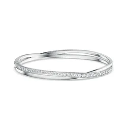 Vòng Đeo Tay Nữ Swarovski Hyperbola Bangle Round Cut White Rhodium Plated 5572725 Màu Trắng Bạc