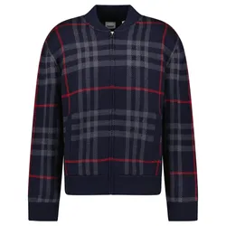 Áo Bomber Nam Burberry Morland Knitted Wool Jacket Check Navy Màu Xanh Kẻ Size S