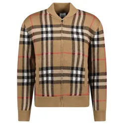 Áo Bomber Nam Burberry Morland Knitted Wool Jacket Taupe Brown Nâu Kẻ Size S