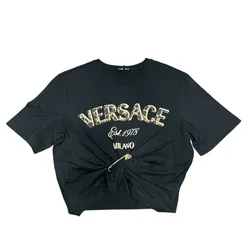 Áo Croptop Nữ Versace Logo Printed 1010259 1A15793 2BX70 Màu Đen Size 40