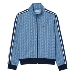 Áo Khoác Nam Lacoste Men's Paris Monogram Zip-Up Sweatshirt SH1368 I8K Màu Xanh Nhạt Size 2