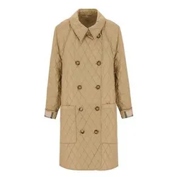 Áo Khoác Nữ Burberry Tything Diamond Quilt Trench Coat Jacket 8053043 Màu Be Size M