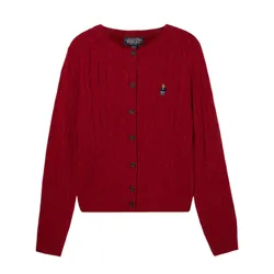 Áo Len Cardigan Nữ WHOAU Steve Cable Red WHCKF4901F-01 Màu Đỏ