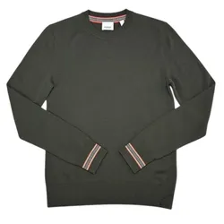 Áo Len Nam Burberry Dark Green Viền Cổ Tay Màu Xanh Rêu Đậm Size M