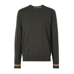 Áo Len Nam Burberry Icon Stripe Trim Wool Sweater Harvey Nichols SP148539 Màu Xanh Green Size XS