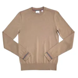 Áo Len Nam Burberry Icon Stripe Trim Wool Sweater SP148543 Màu Camel Size XS