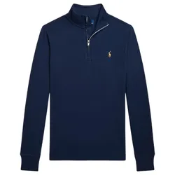 Áo Nỉ Ralph Lauren Cotton Interlock Quarter-Zip Pullover Kid Sweatshirt Màu Xanh Navy Size L