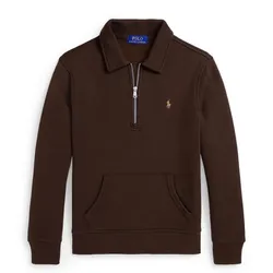 Áo Nỉ Ralph Lauren Fleece Quarter-Zip Pullover Sweatshirt Kid Màu Nâu Size L