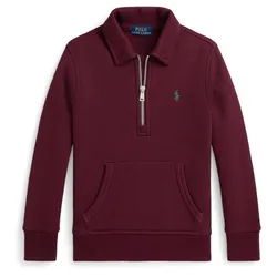 Áo Nỉ Ralph Lauren Fleece Quarter-Zip Pullover Sweatshirt Kid Wine Màu Đỏ Mận Size L
