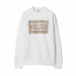 Áo Nỉ Sweater Nữ Burberry Santo Square Logo Sweatshirt Màu Trắng Ngà Size XS