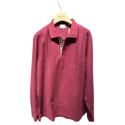 Áo Polo Dài Tay Nam Burberry Long Sleeve Màu Đỏ Đô Size M