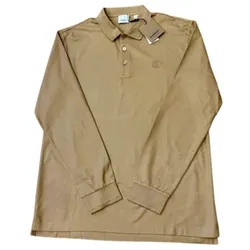 Áo Polo Dài Tay Nam Burberry Long Sleeve Monogram Motif Cotton Shirt Màu Nâu Be