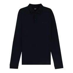 Áo Polo Dài Tay Nam Hugo Boss Regular-fit Polo Shirt In Interlock Cotton Dark Blue Màu Xanh Đậm Size S