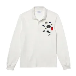 Áo Polo Dài Tay Nam Lacoste Men's Regular Fit Printed White PH1900 70V Màu Trắng Size 4