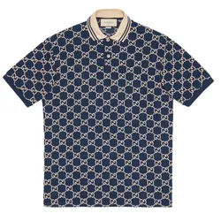 Áo Polo Gucci GG Stretch Cotton Màu Xanh Navy Size S