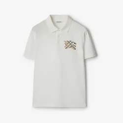 Áo Polo Nam Burberry BBR EKD Check Shirt Màu Trắng Size S