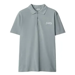 Áo Polo Nam Burberry Logo Embroidered In Cotton 8097527 Màu Xanh Nhạt Size XS