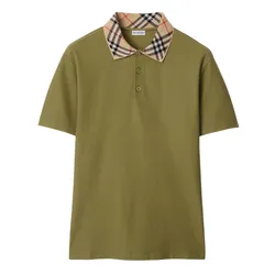 Áo Polo Nam Burberry Slim Fit Check Collar Cotton Polo Shirt 81109461 Màu Xanh Olive Size XS