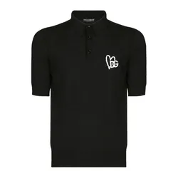Áo Polo Nam Dolce & Gabbana D&G Black With White Embroidery GXN38Z JBSA0 Màu Đen Size 46