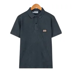 Áo Polo Nam Dolce & Gabbana D&G Dark Blue Logo Plaque Cotton G8QO4T G7I7P S9001 Màu Xanh Navy Size 44
