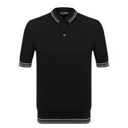 Áo Polo Nam Dolce & Gabbana D&G Kẻ Trắng GXA45T JASNJ N0000 Màu Đen Size 44