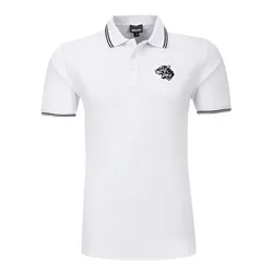 Áo Polo Nam Just Cavalli Men's White Tiger Pattern Collar Stretch Polo Shirt Màu Trắng Size M