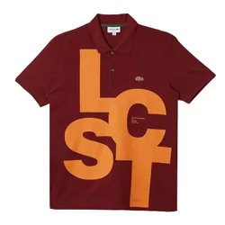 Áo Polo Nam Lacoste Regular Fit Contrast Lettering Petit Piqué PH9907-ZS1 Màu Đỏ Size 3