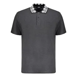Áo Polo Nam Versace Logo Embroidered Cotton Shirt Màu Xám Size S